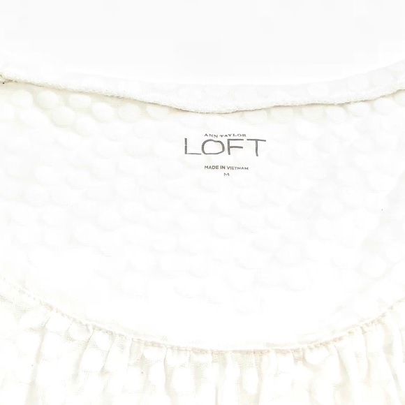 LOFT Women’s White Polk Dot Sheer Top Size Medium - Picture 3 of 6